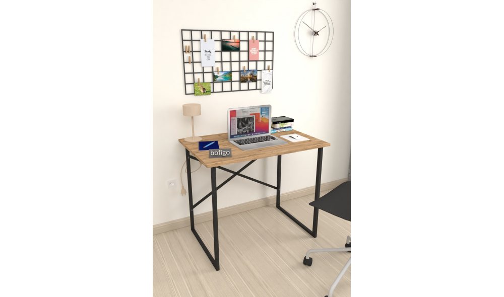 Birou cadru metal Trendy, 90 x 75 x 60 cm, Stejar Birou cadru metal Trendy, 90 x 75 x 60 cm, Stejar