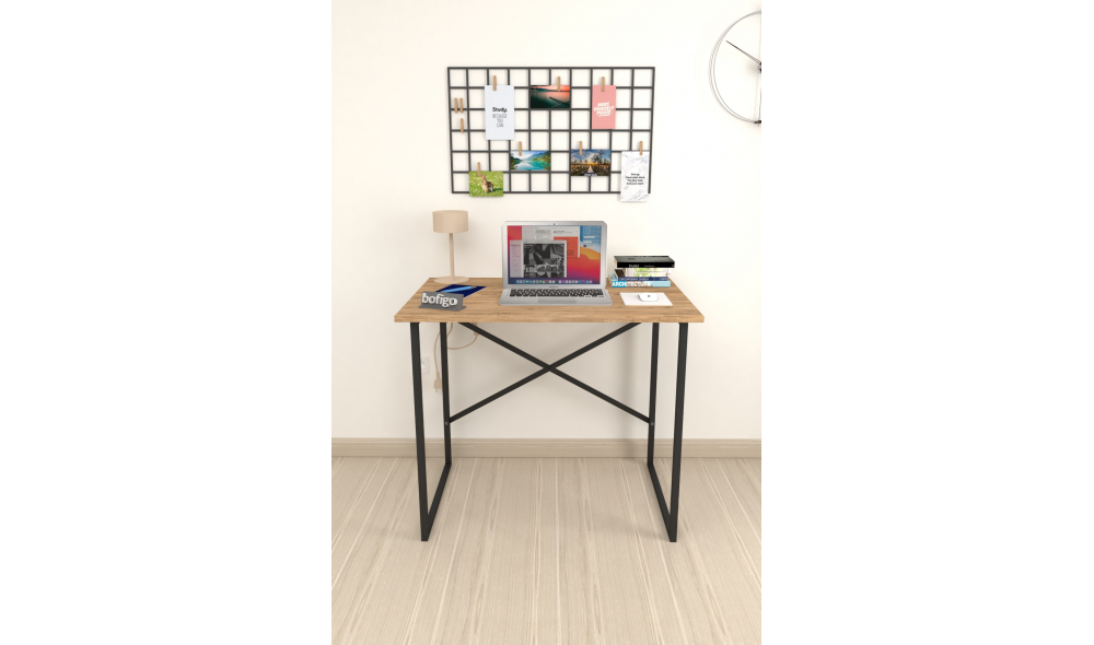 Birou cadru metal Trendy, 90 x 75 x 60 cm, Stejar Birou cadru metal Trendy, 90 x 75 x 60 cm, Stejar