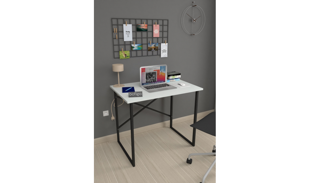 Birou cadru metal Trendy, 90 x 75 x 60 cm, Alb Birou cadru metal Trendy, 90 x 75 x 60 cm, Alb