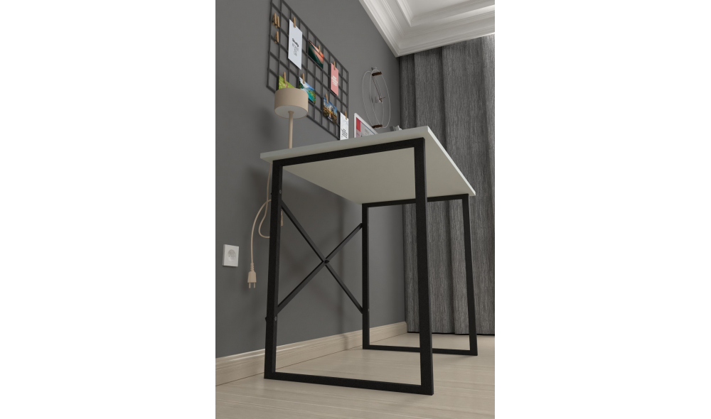 Birou cadru metal Trendy, 90 x 75 x 60 cm, Alb Birou cadru metal Trendy, 90 x 75 x 60 cm, Alb