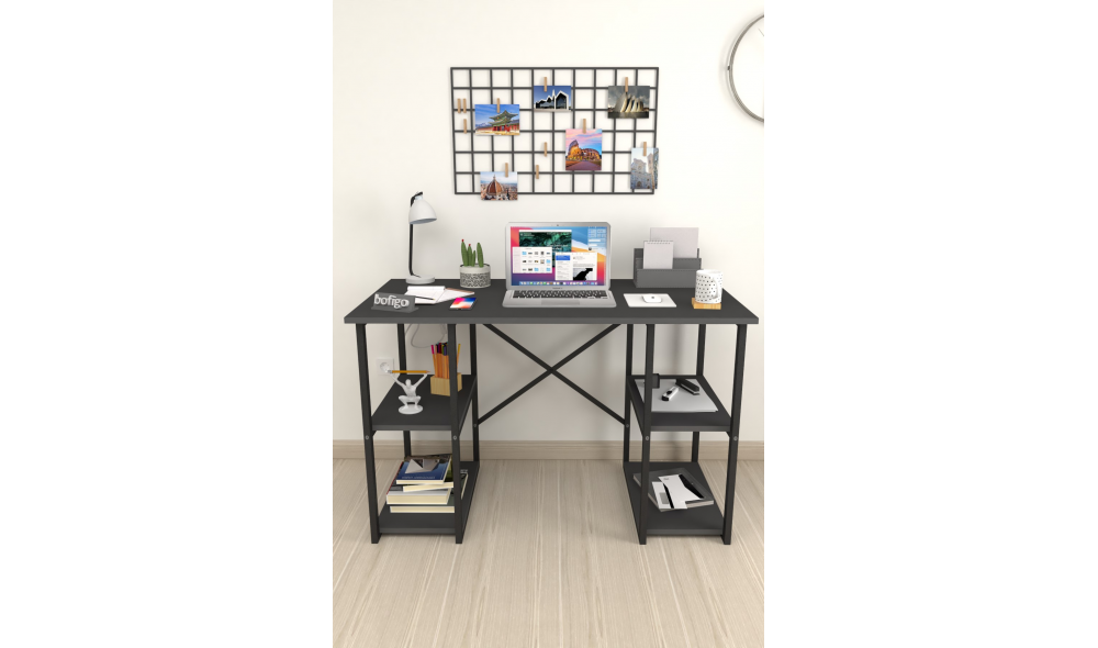 Birou cu 4 rafturi Trendy, cadru metal, 120 x 75 x 60 cm, Antracit Birou cu 4 rafturi Trendy, cadru metal, 120 x 75 x 60 cm, Antracit