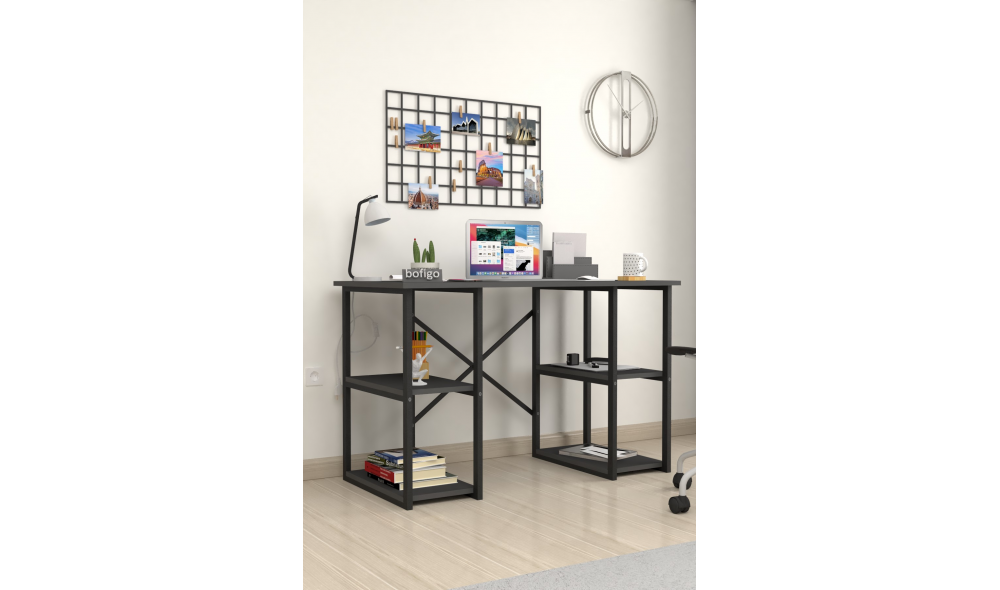 Birou cu 4 rafturi Trendy, cadru metal, 120 x 75 x 60 cm, Antracit Birou cu 4 rafturi Trendy, cadru metal, 120 x 75 x 60 cm, Antracit