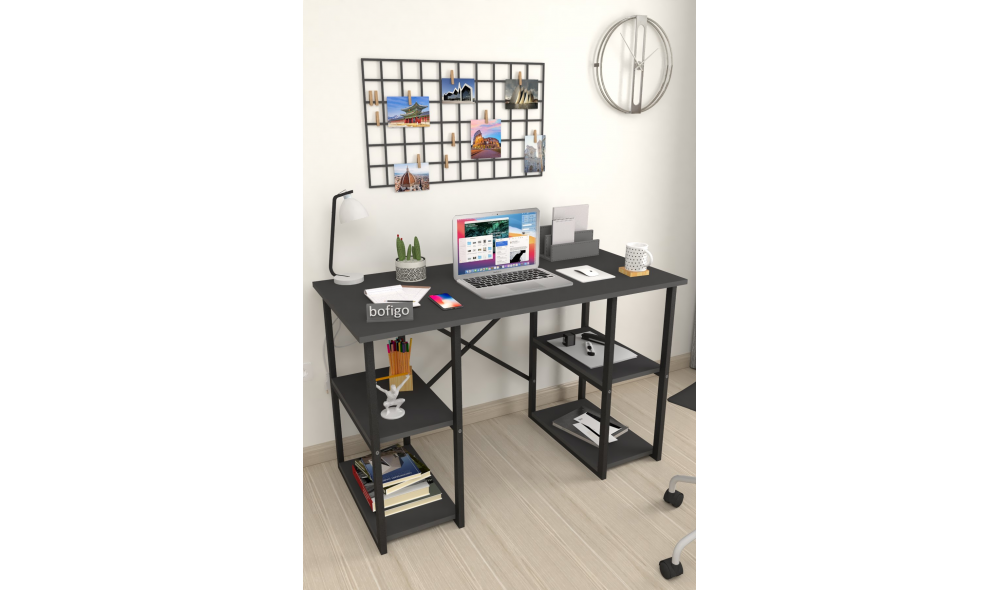 Birou cu 4 rafturi Trendy, cadru metal, 120 x 75 x 60 cm, Antracit Birou cu 4 rafturi Trendy, cadru metal, 120 x 75 x 60 cm, Antracit