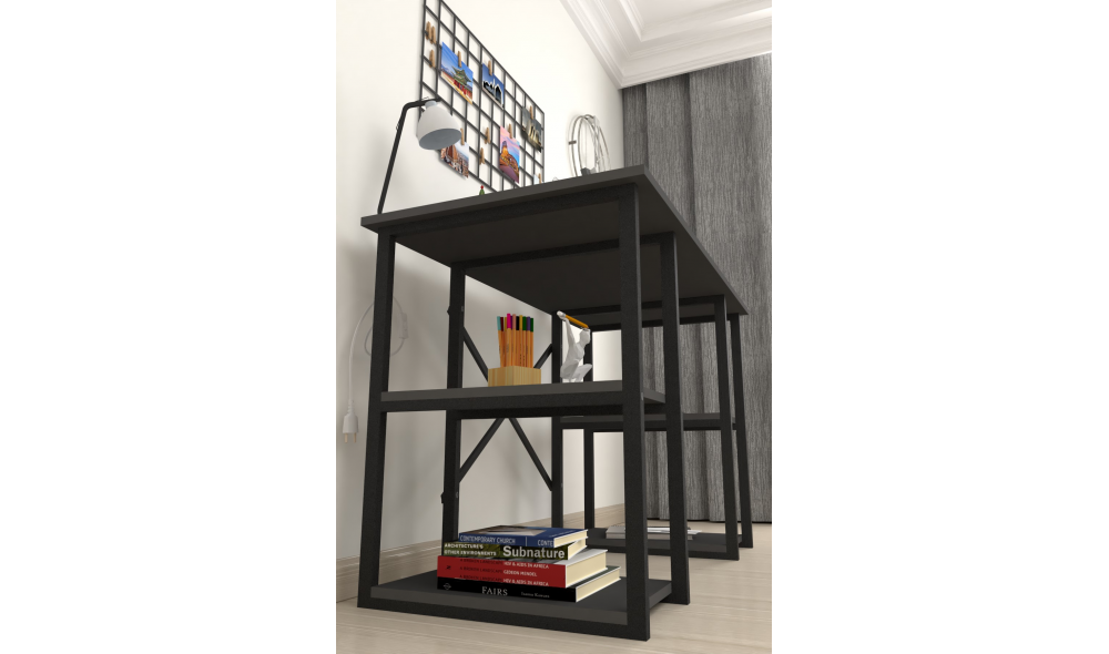 Birou cu 4 rafturi Trendy, cadru metal, 120 x 75 x 60 cm, Antracit Birou cu 4 rafturi Trendy, cadru metal, 120 x 75 x 60 cm, Antracit