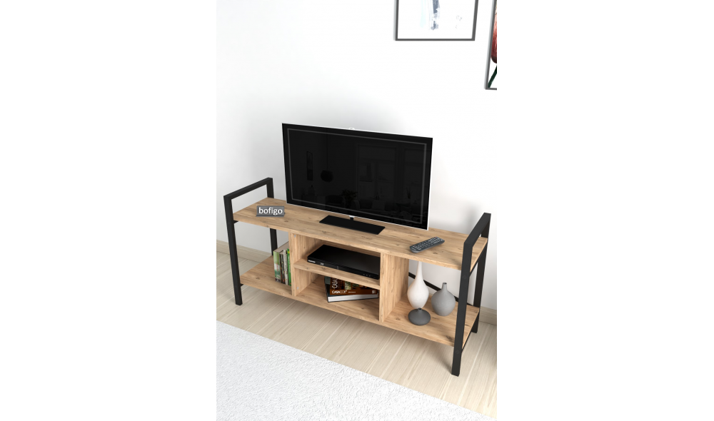 Comoda TV Trendy, cadru metal, 120 x 61 x 35, Stejar Comoda TV Trendy, cadru metal, 120 x 61 x 35, Stejar