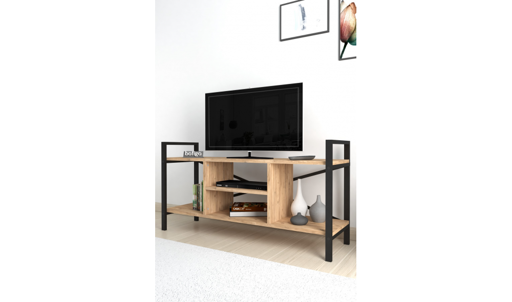 Comoda TV Trendy, cadru metal, 120 x 61 x 35, Stejar Comoda TV Trendy, cadru metal, 120 x 61 x 35, Stejar