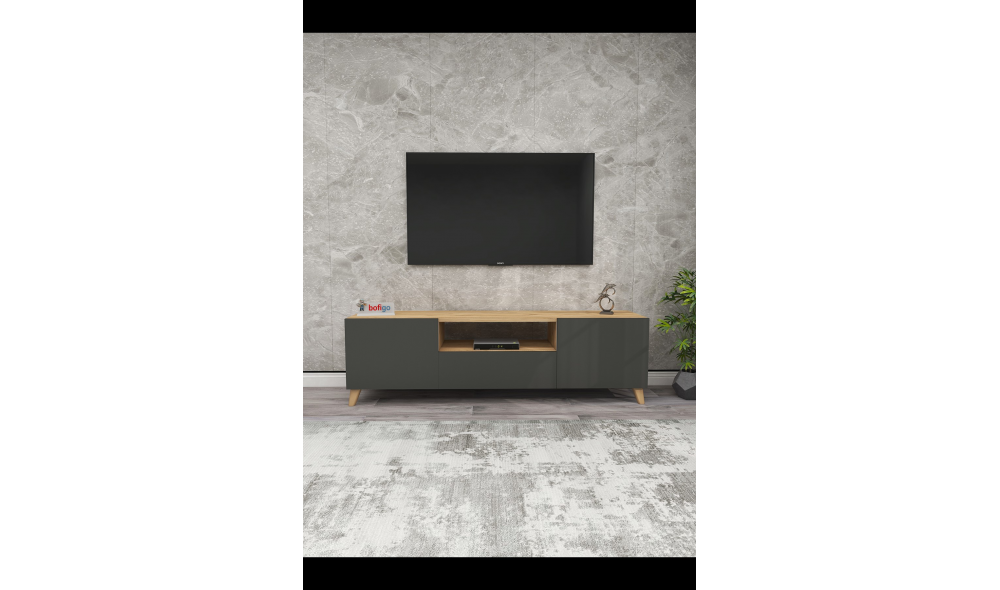 Comoda TV Trendy, PAL 18 mm, 140 x 46 x 30, Stejar/Antracit Comoda TV Trendy, PAL 18 mm, 140 x 46 x 30, Stejar/Antracit