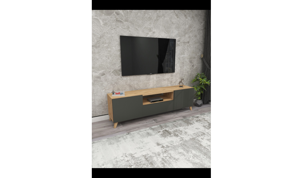 Comoda TV Trendy, PAL 18 mm, 140 x 46 x 30, Stejar/Antracit Comoda TV Trendy, PAL 18 mm, 140 x 46 x 30, Stejar/Antracit