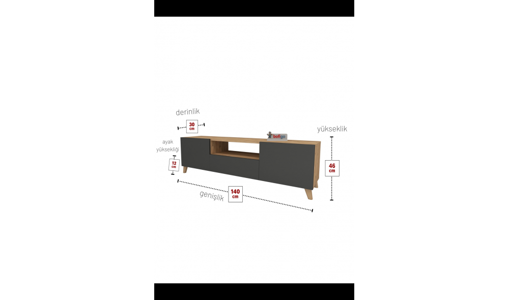 Comoda TV Trendy, PAL 18 mm, 140 x 46 x 30, Stejar/Antracit Comoda TV Trendy, PAL 18 mm, 140 x 46 x 30, Stejar/Antracit