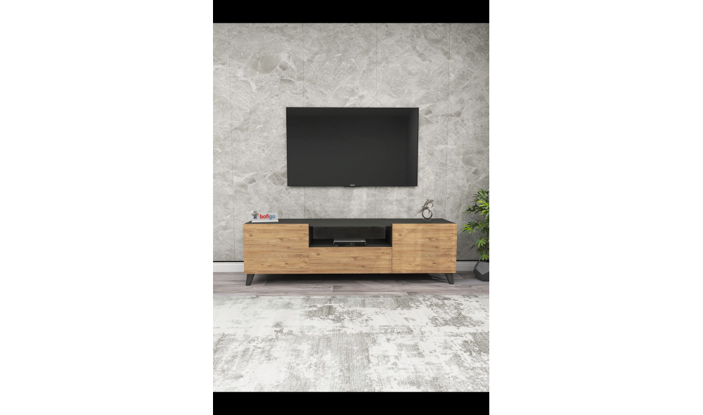 Comoda TV Trendy, PAL 18 mm, 140 x 46 x 30, Antracit/Stejar Comoda TV Trendy, PAL 18 mm, 140 x 46 x 30, Antracit/Stejar