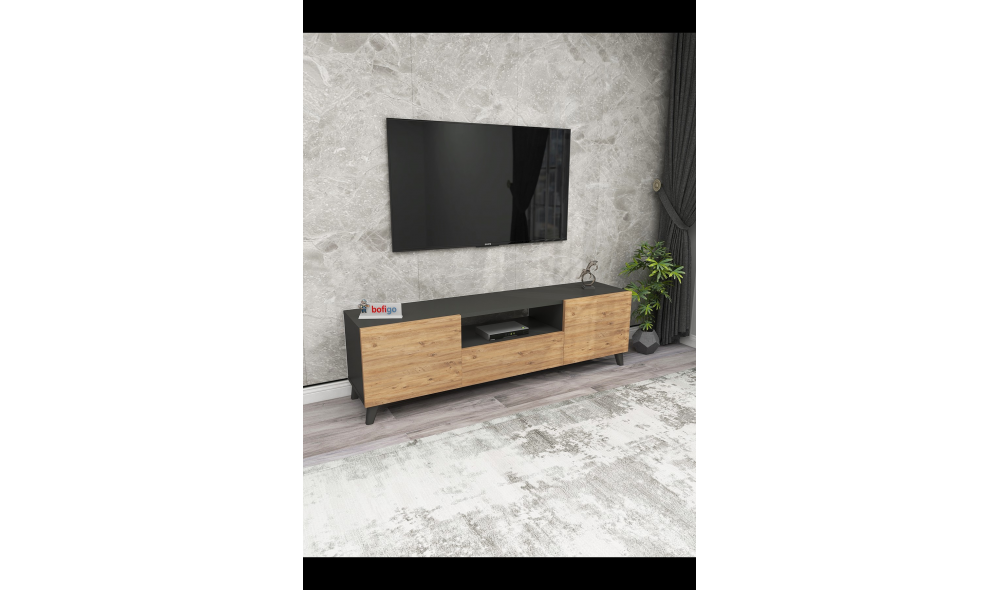 Comoda TV Trendy, PAL 18 mm, 140 x 46 x 30, Antracit/Stejar Comoda TV Trendy, PAL 18 mm, 140 x 46 x 30, Antracit/Stejar