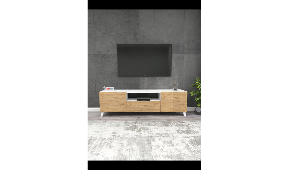 Comoda TV Trendy, PAL 18 mm, 140 x 46 x 30, Stejar/Alb Comoda TV Trendy, PAL 18 mm, 140 x 46 x 30, Stejar/Alb