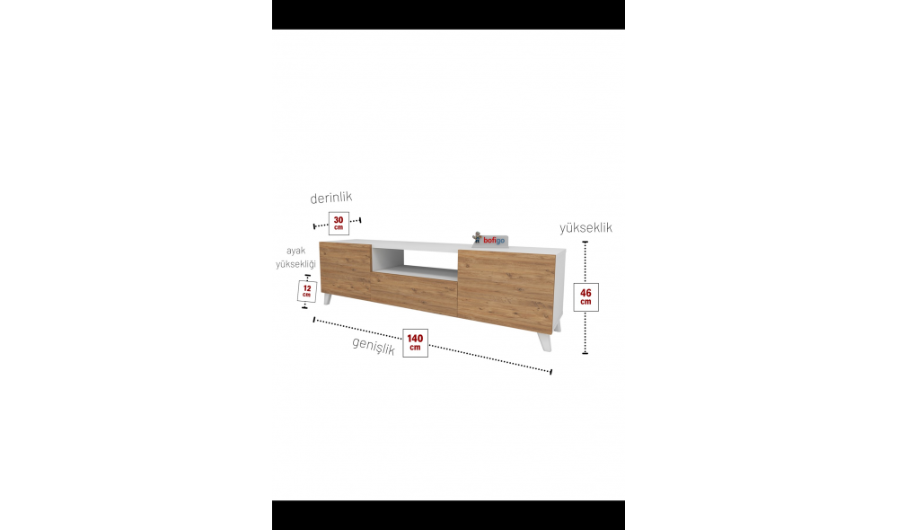 Comoda TV Trendy, PAL 18 mm, 140 x 46 x 30, Stejar/Alb Comoda TV Trendy, PAL 18 mm, 140 x 46 x 30, Stejar/Alb