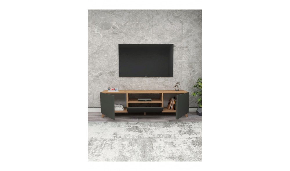 Comoda TV Trendy, PAL 18 mm, 140 x 46 x 30, Stejar/Antracit Comoda TV Trendy, PAL 18 mm, 140 x 46 x 30, Stejar/Antracit
