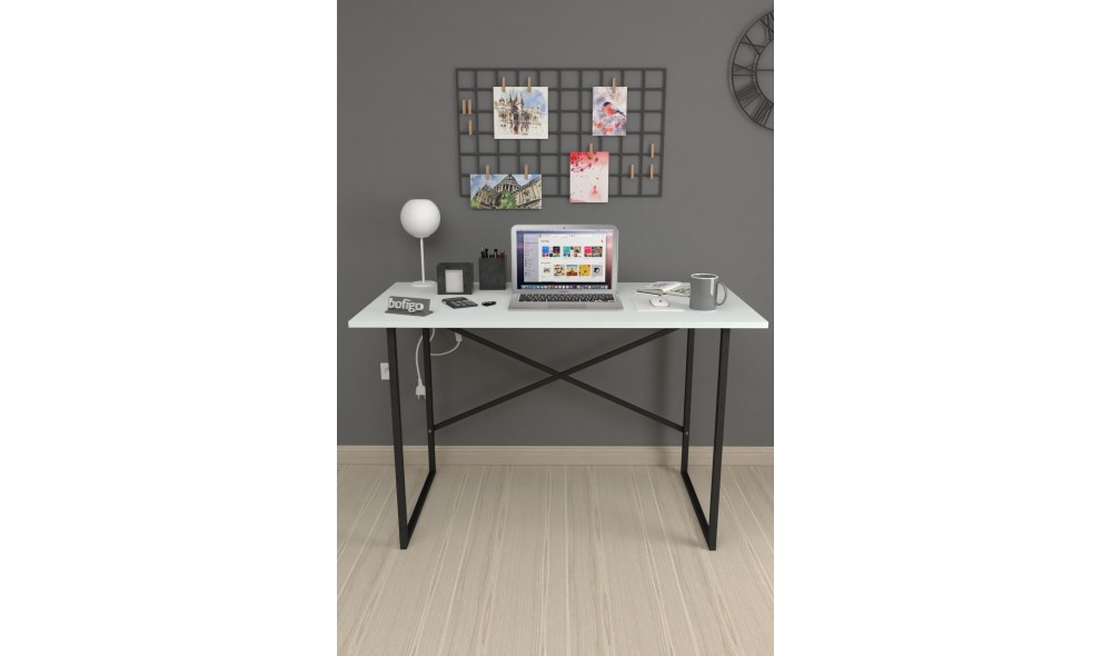Birou cadru metal Trendy, 120 x 75 x 60 cm, Alb