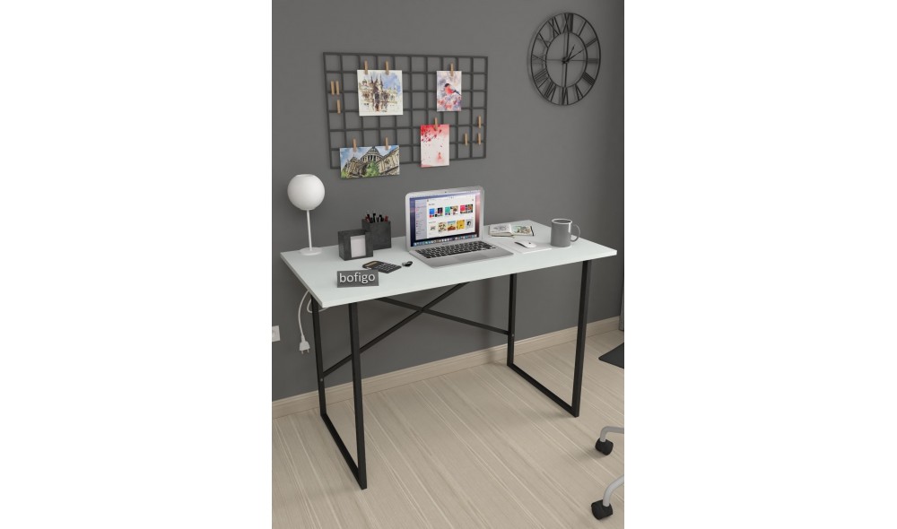 Birou cadru metal Trendy, 120 x 75 x 60 cm, Alb