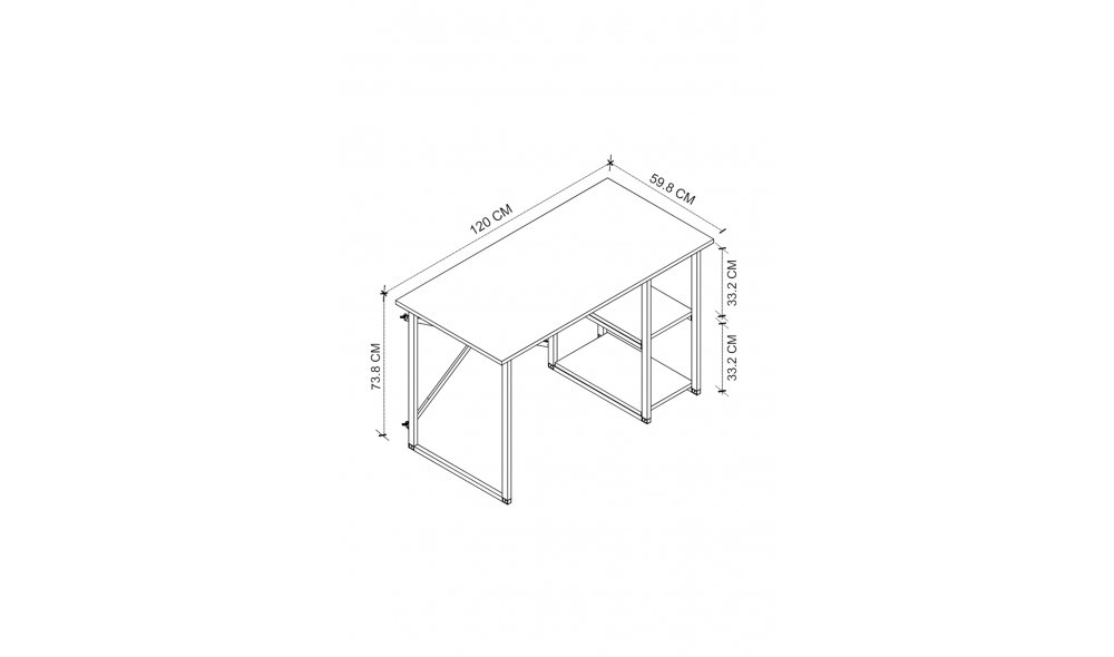Birou cu 2 rafturi Trendy, cadru metal, 120 x 75 x 60 cm, Stejar Birou cu 2 rafturi Trendy, cadru metal, 120 x 75 x 60 cm, Stejar