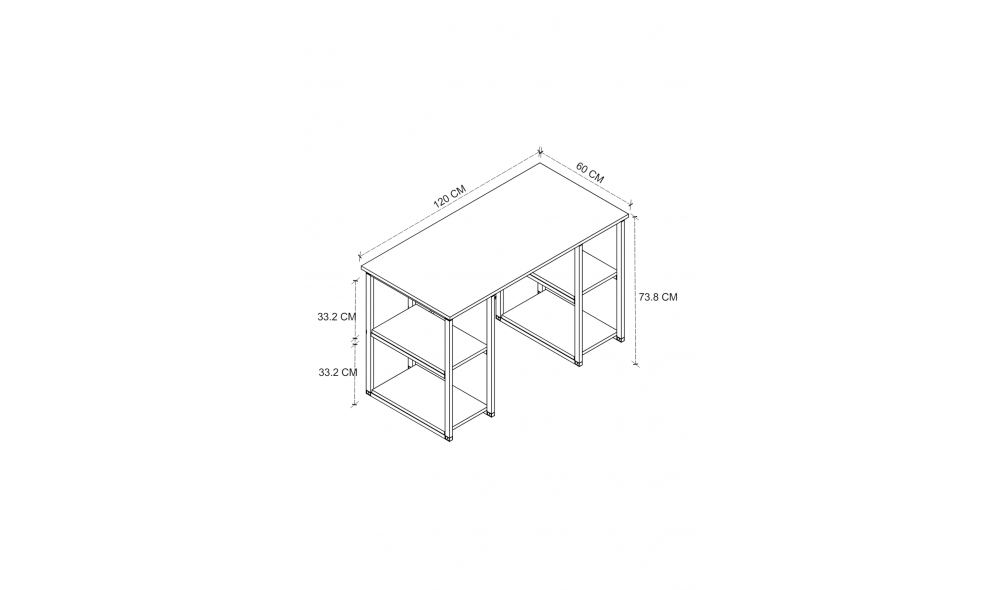Birou cu 4 rafturi Trendy, cadru metal, 120 x 75 x 60 cm, Antracit Birou cu 4 rafturi Trendy, cadru metal, 120 x 75 x 60 cm, Antracit