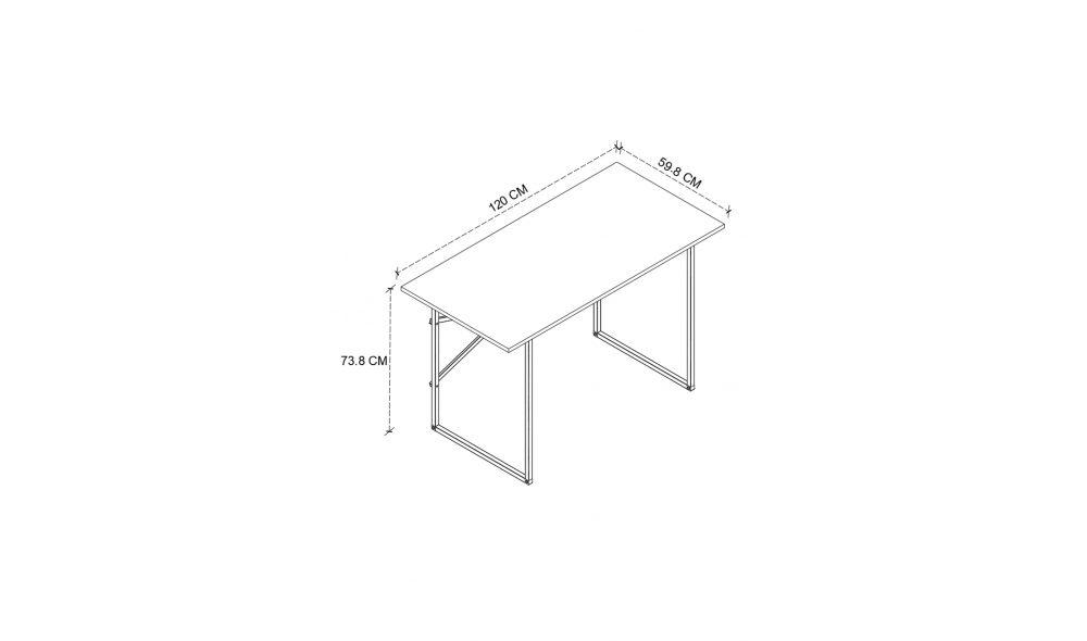 Birou cadru metal Trendy, 120 x 75 x 60 cm, Stejar