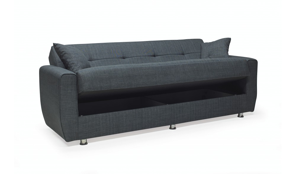 Canapea extensibila cu lada depozitare Danila, 215x80x80 cm, Gri Canapea extensibila cu lada depozitare Danila, 215x80x80 cm, Gri