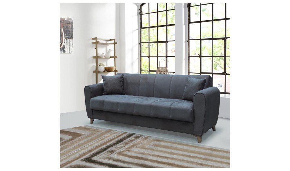 Canapea extensibila, Paris, cu lada de depozitare, 215 x 80 x 80 cm, Gri