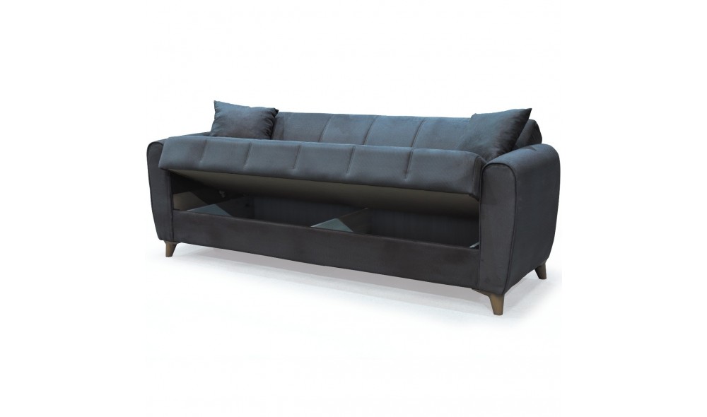 Canapea extensibila, Paris, cu lada de depozitare, 215 x 80 x 80 cm, Gri