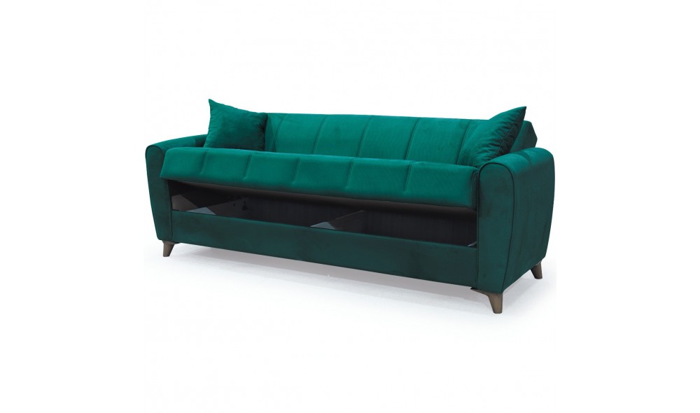 Canapea extensibila, Paris, cu lada de depozitare, 215 x 80 x 80 cm, Verde Canapea extensibila, Paris, cu lada de depozitare, 215 x 80 x 80 cm, Verde