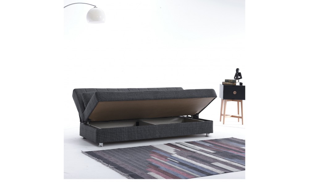 Canapea extensibila cu lada depozitare, Economix, 190x82x80, Gri inchis Canapea extensibila cu lada depozitare, Economix, 190x82x80, Gri inchis
