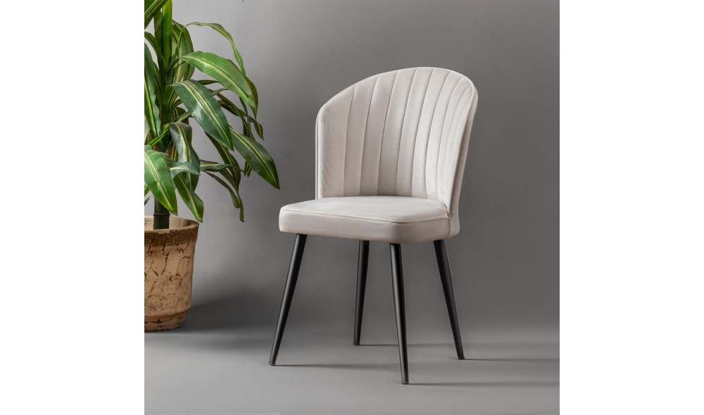 Set scaune (2 bucati), Rubi, CremaNegru, 52 x 85 x 42 cm