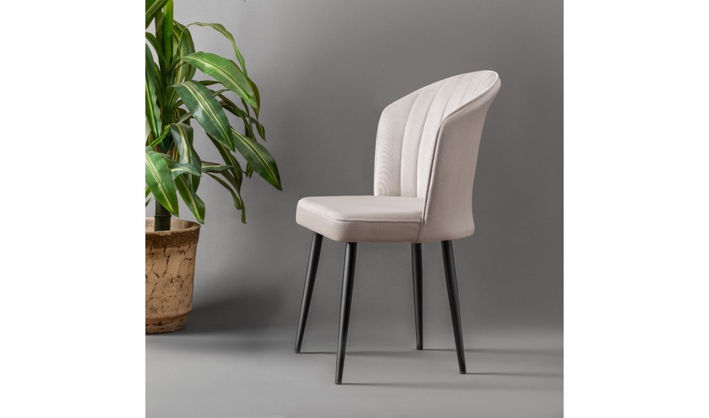 Set scaune (2 bucati), Rubi, CremaNegru, 52 x 85 x 42 cm