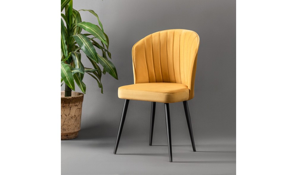 Set scaune (2 bucati), Rubi, GalbenNegru, 52 x 85 x 42 cm