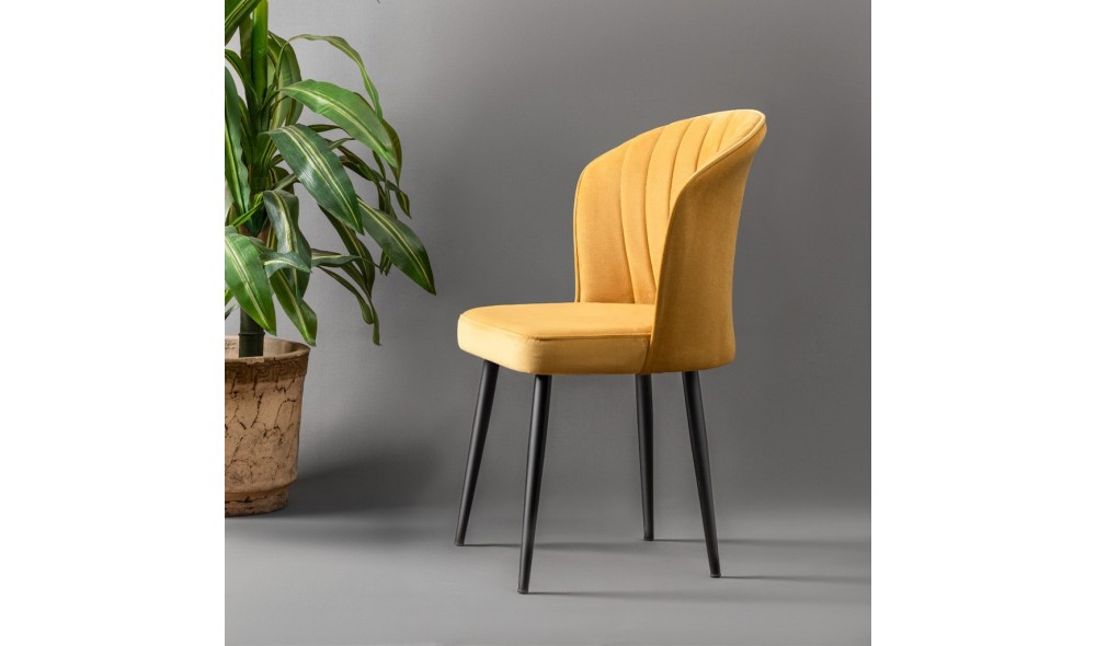 Set scaune (2 bucati), Rubi, GalbenNegru, 52 x 85 x 42 cm