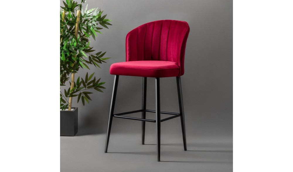 Set scaun de bar (2 bucati), Rubi, Rosu ClaretNegru, 52 x 97 x 42 cm