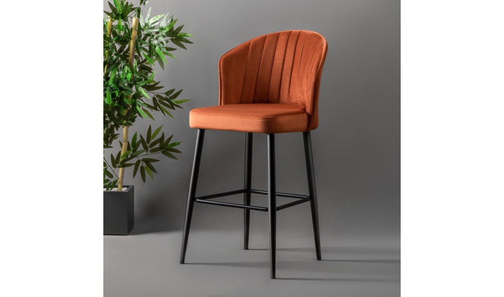 Set scaun de bar (2 bucati), Rubi, Rosu tiglaNegru, 52 x 97 x 42 cm