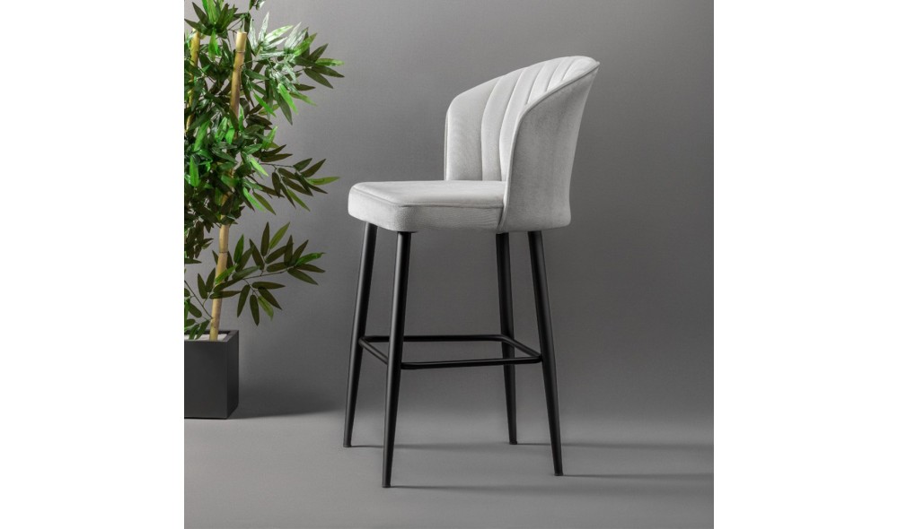 Set scaun de bar (2 bucati), Rubi, CremaNegru, 52 x 97 x 42 cm