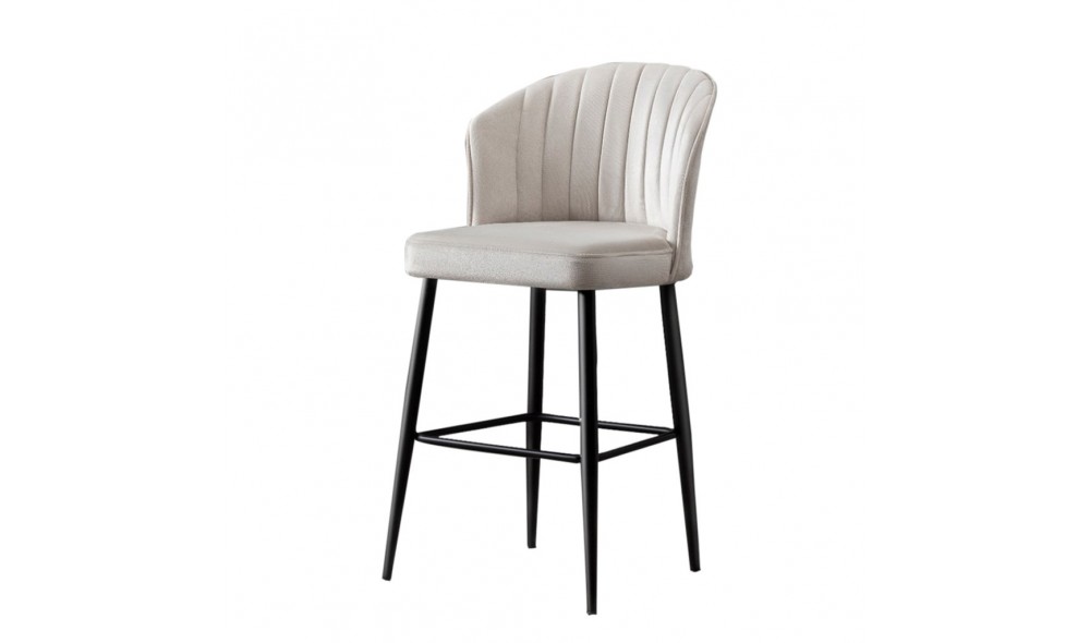 Set scaun de bar (2 bucati), Rubi, CremaNegru, 52 x 97 x 42 cm