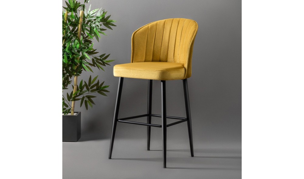 Set scaun de bar (2 bucati), Rubi, GalbenNegru, 52 x 97 x 42 cm