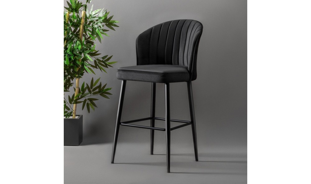 Set scaun de bar (2 bucati), Rubi, Negru, 52 x 97 x 42 cm