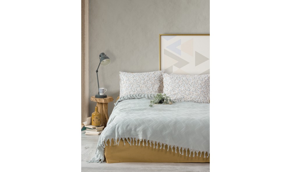 Set lenjerie de pat dublu cu cuvertura, Origin - Mint