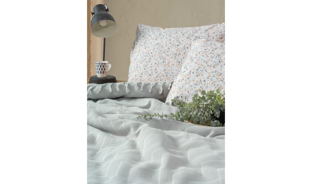 Set lenjerie de pat dublu cu cuvertura, Origin - Mint