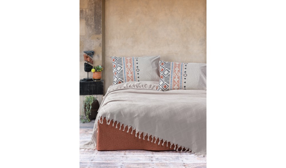 Set lenjerie de pat dublu cu cuvertura, Origin - Stone