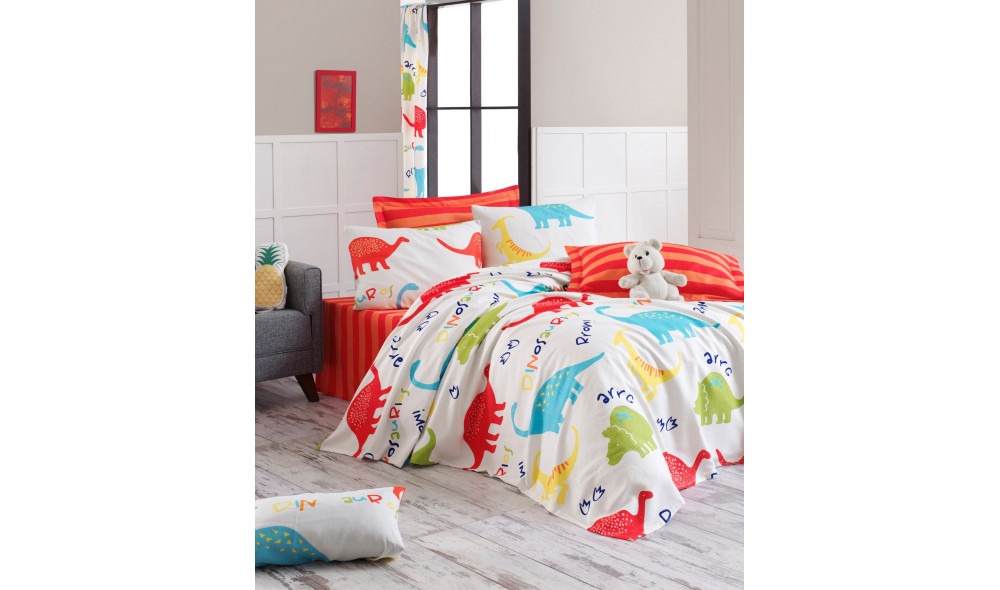 Set lenjerie de pat dublu cu cuvertura, Dinazorus - White