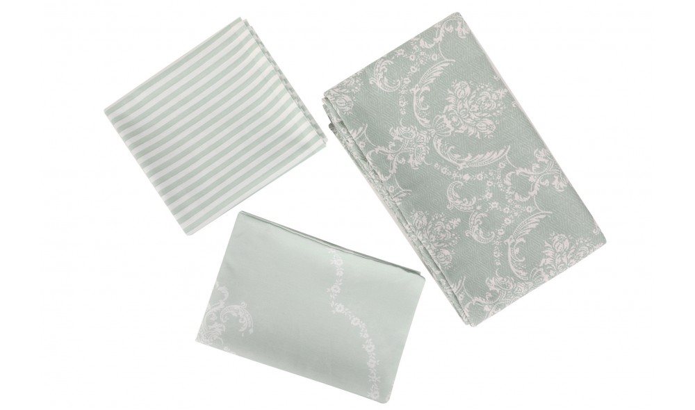 Set lenjerie pat pentru o persoana din pique, Pure - Water Green