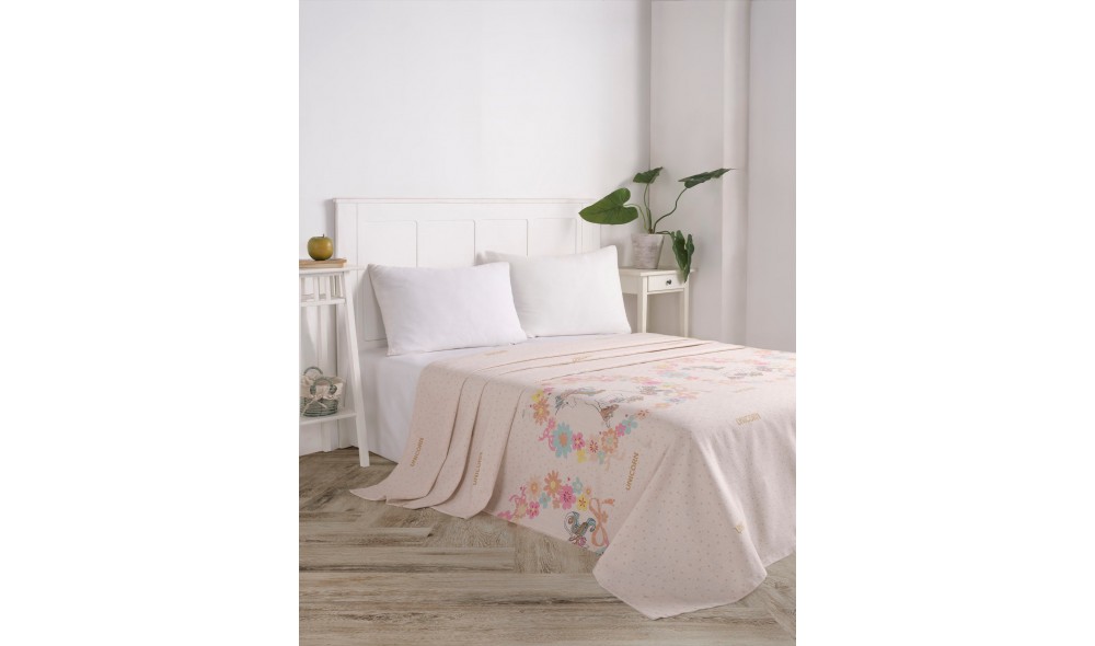 Cuvertura de pat dublu din pique, Unicornlar