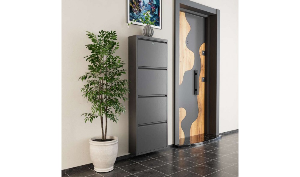 Pantofar, Locking 4 Piece Metal - Anthracite, 50 x 136 x 15 cm
