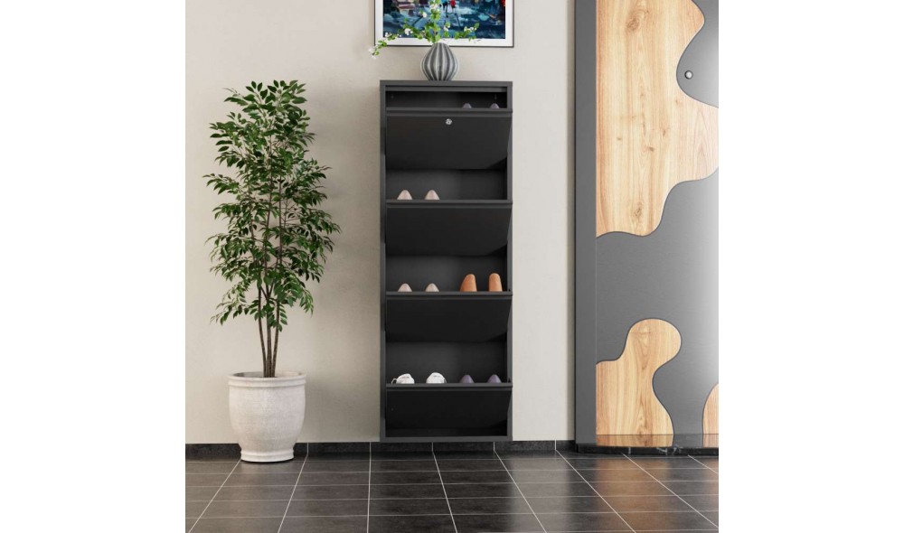 Pantofar, Locking 4 Piece Metal - Anthracite, 50 x 136 x 15 cm