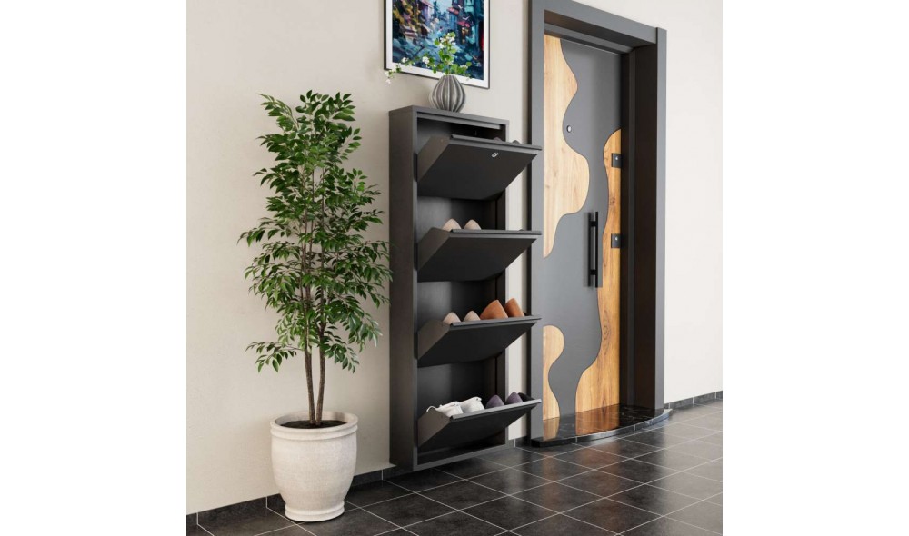 Pantofar, Locking 4 Piece Metal - Anthracite, 50 x 136 x 15 cm