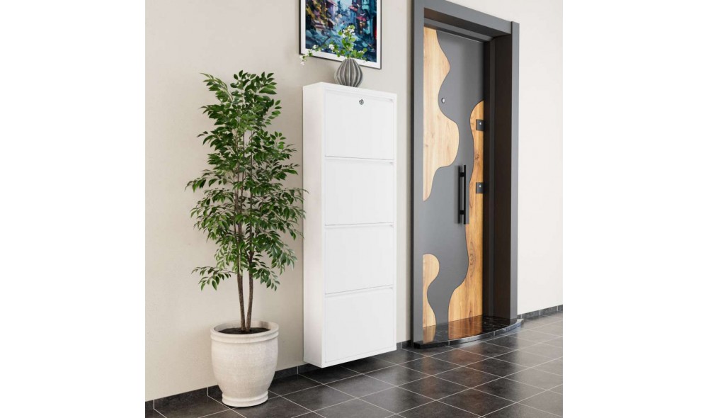 Pantofar, Locking 4 Piece Metal - White, 50 x 136 x 15 cm