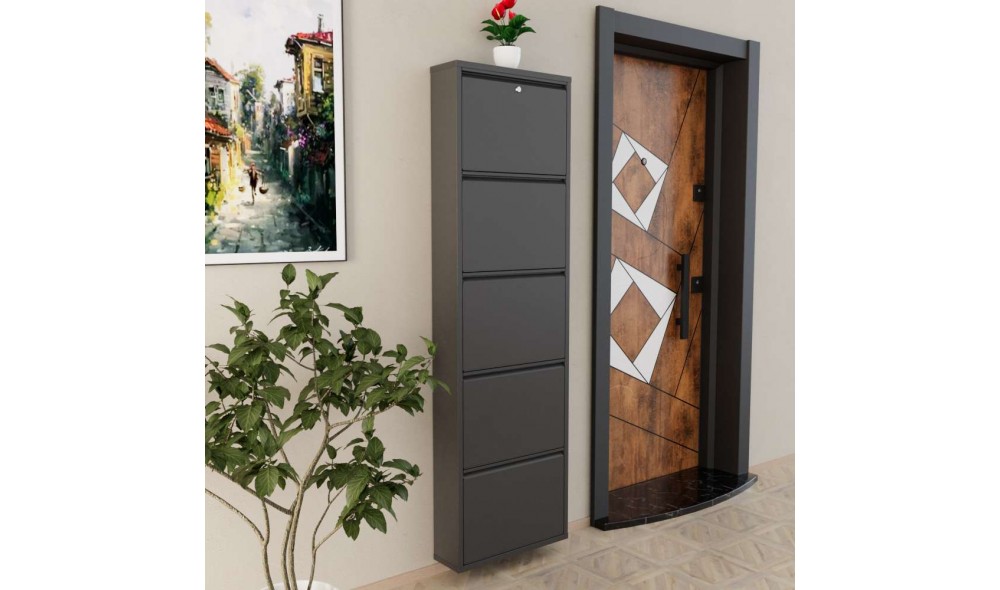 Pantofar, Locking 5 Piece Metal - Anthracite, 50 x 169 x 15 cm