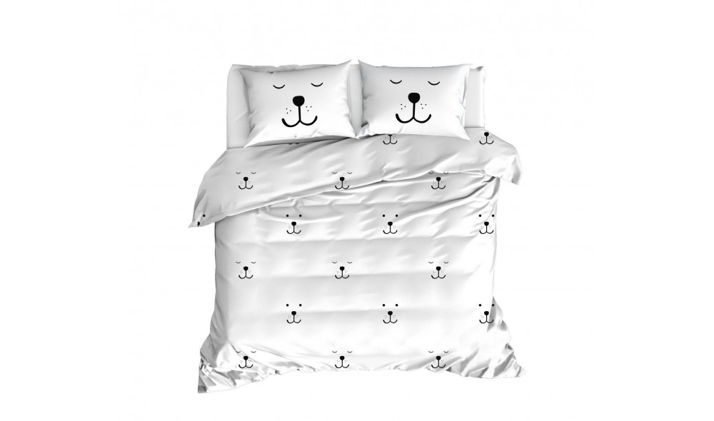 Set lenjerie de pat dublu Ranforce, Eles - White